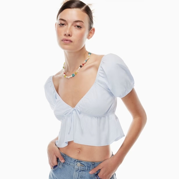 4/$16 ❇️ Sunday Best Kaia White Puff Sleeve Crop Top - Picture 2 of 7